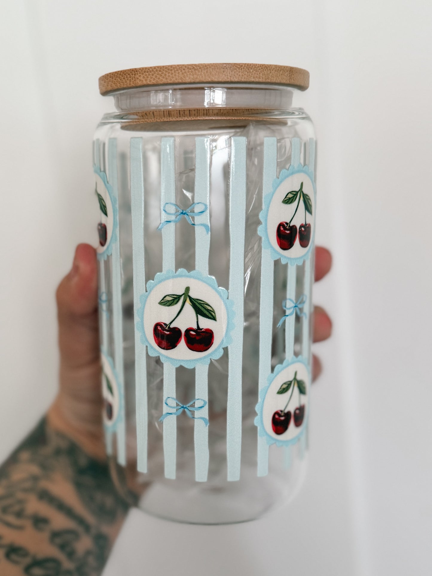 Cherry Stripes (pink and blue)